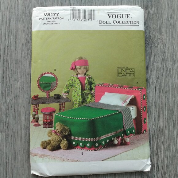 Vintage Vogue 18" Doll Bedroom Furniture Set Sewing Pattern UNCUT 8177 - Picture 1 of 9